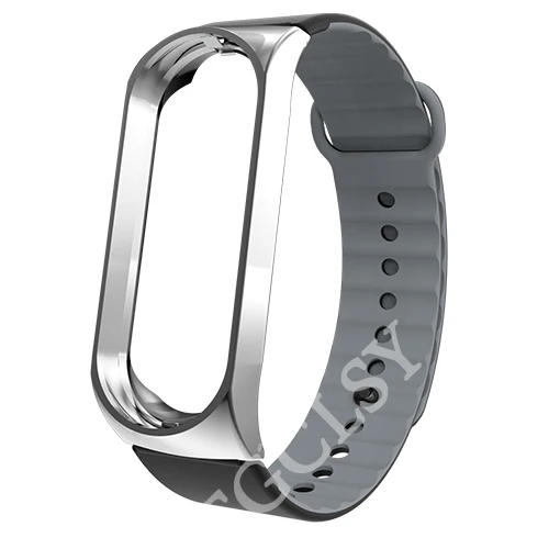 silver gray FGCLSY mi Band 4 3 спортивный ремешок для xiaomi mi band 4 3 силиконовый ремешок на запястье аксессуары браслет металлический слот для xiaomi mi band 4 - Цвет: silver gray