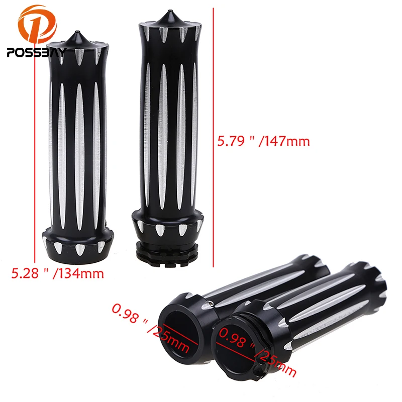

POSSBAY 25mm 1'' Motorcycle Handlebar Grips Motorbike Hand Grip Aluminum Universal for Harley Scooter Electronic Throttle Grips