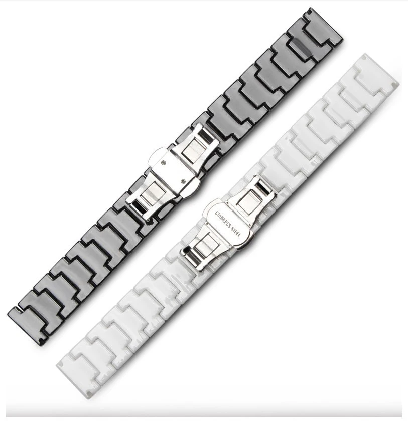 Ceramic bracelet watchband 14 16 18 20 22mm Grind arenaceous watch strap band white black watch belt accessories not fade