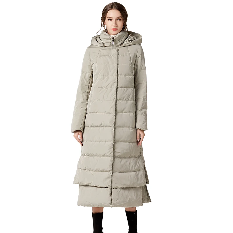 

320 grams of white eiderdown fluff exports down jacket female long over-the-knee 2019 new warm thin cultivate morality