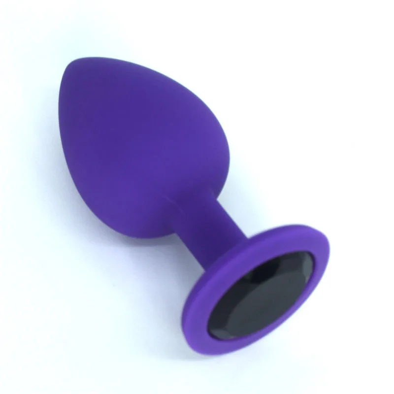 Medium Large Silicone Butt Plug with Crystal Jewelry Smooth Touch Anal No Vibration Sex Toys for Woman Men Gay | Красота и здоровье