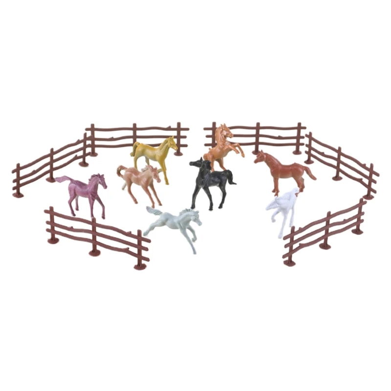 

Набор игрушечных лошадей, набор красочных интересных фигурок, безопасные высококачественные пластиковые подарки на день рождения, изучени...