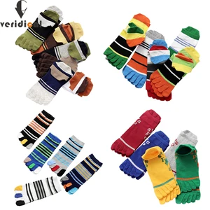 10 Pairs Sport Five Finger Socks Mens Cotton Striped Letter Soft Street Fashion Bright Color Ankle N