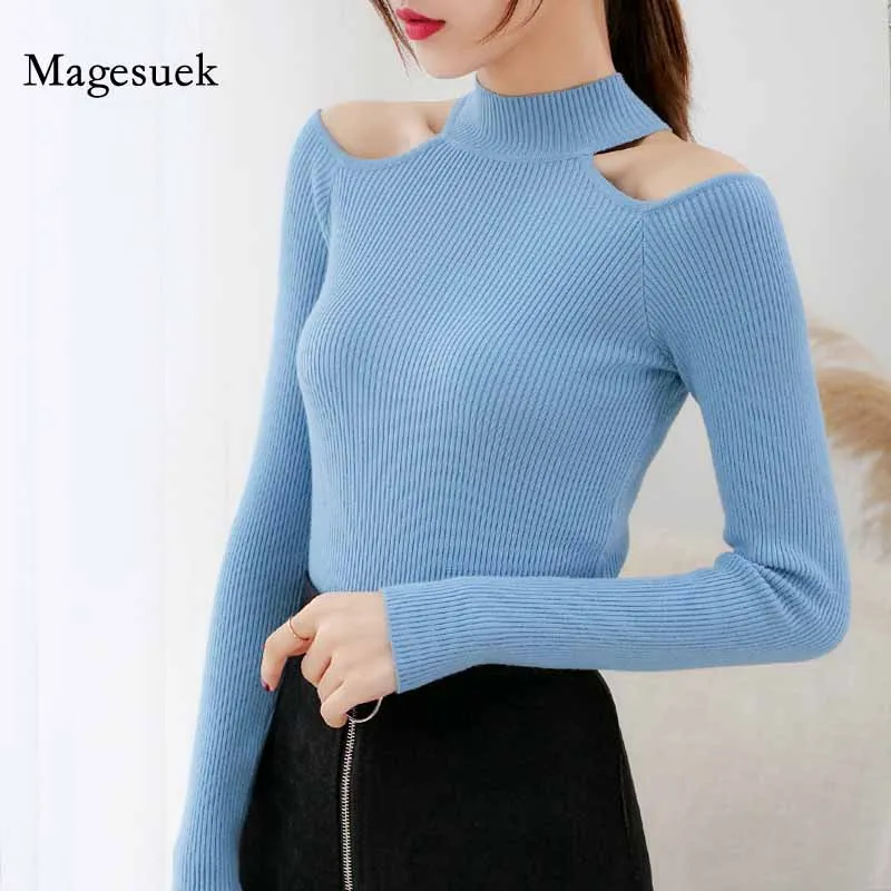 Шик Сумка полые 2020 вязаный свитер для женщин! Модное платье с О-образным вырезом