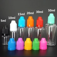 100pcs empty e liquid vials 3ml 5ml 10ml 15ml 20ml 30ml 50ml pet plastic dropper bottle with child proof caps for nail gel