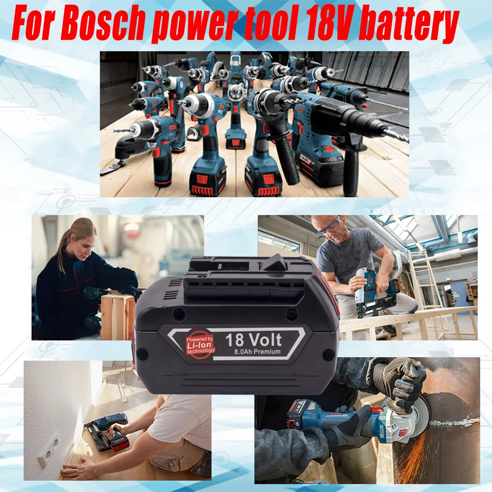 

18650 Rechargeable Battery Pack is Suitable for Bosch18V 8000mAh Professional Power Tool Battery BAT609 BAT610 BAT618 BAT619G
