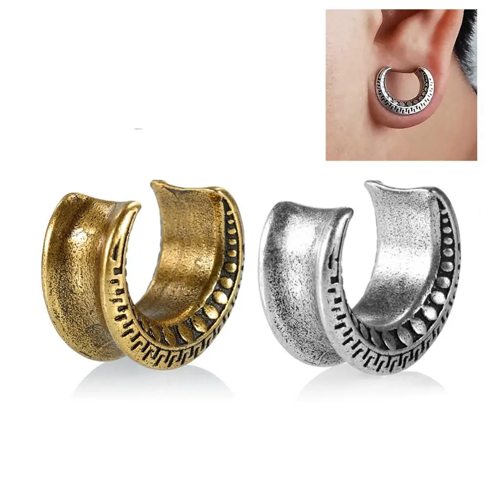 

KUBOOZ Retro Copper Ear Gauges Plugs Tunnels for Ears Piercing Ring Expander Stretchers Earrings Body Piercing Jewelry 2PCS