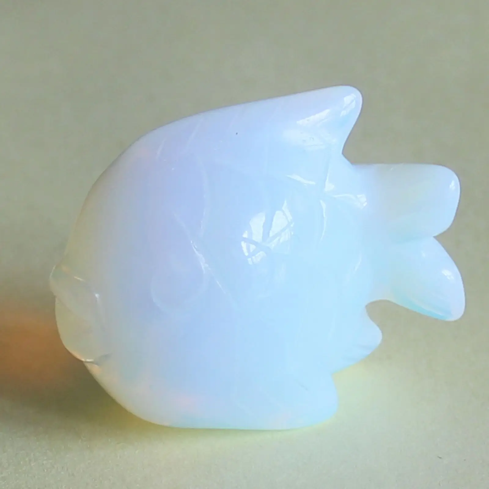 

1.5'' Hand Carved gemstone White opalite Fish Figurine Animal Carving