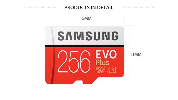 Карта памяти SAMSUNG EVO PLUS 256 ГБ 100 МБ/с. U3 SDXC C10 UHS-I Класс карта TF/Micro SD карта памяти Trans Flash Microsd