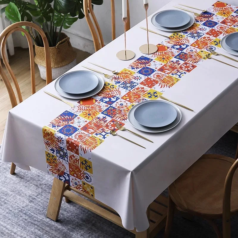 

PVC Tablecloth Rectangular Round Table Cover for Home Decor Wedding Banquet Party Christmas