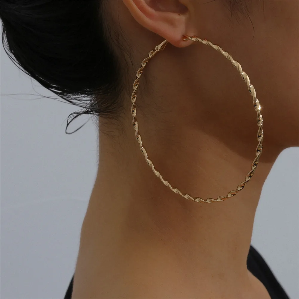 Женские большие круглые серьги в виде колец набор из 3 пар/компл. геометрической