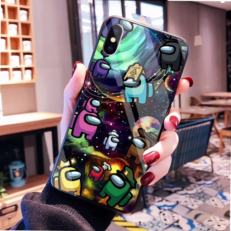 

Hot game Among us of galss cases for iphone 12 mini 11 pro x xs xr max SE 2020 fudas Apple phone 6 7 8 plus cover shell