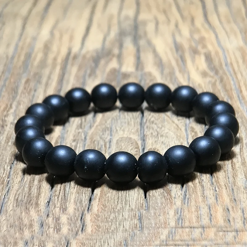 Noter Natural Matte Bracelet Stone Men 4mm 6mm 8mm 10mm 12mm Round Onyx Beaded Braslet Male Accessories Pulseira Husband Gift
