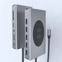 usb hub 3 0 adapter usb c hub docking station type c wireless charge hub vga audio rj45 for macbook pro usb port hub