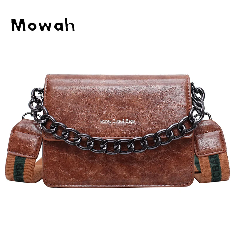 Mowah винтажные женские сумки, модная сумка на цепочке, маленькая квадратная сумка через плечо, Сумка с широким ремнем на плечо для дам BIW389 PM49