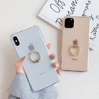 transparent case for iphone 12 13 11 pro max xr x xs max 8 7 plus case luxury gold finger ring back cover acrylic fundas coque
