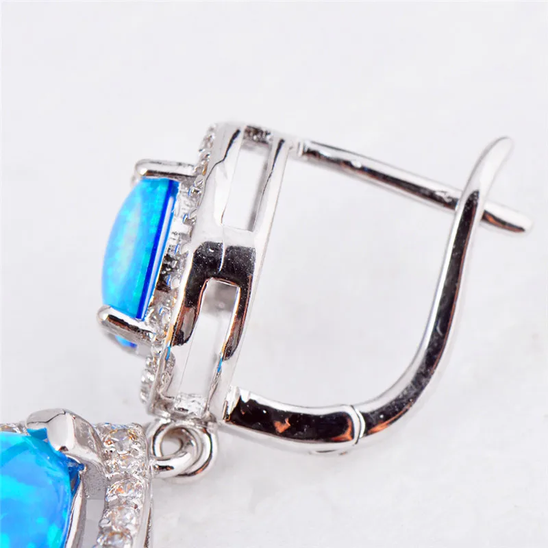 Роскошные женские висячие серьги Boho большие голубые белые с огненным опалом