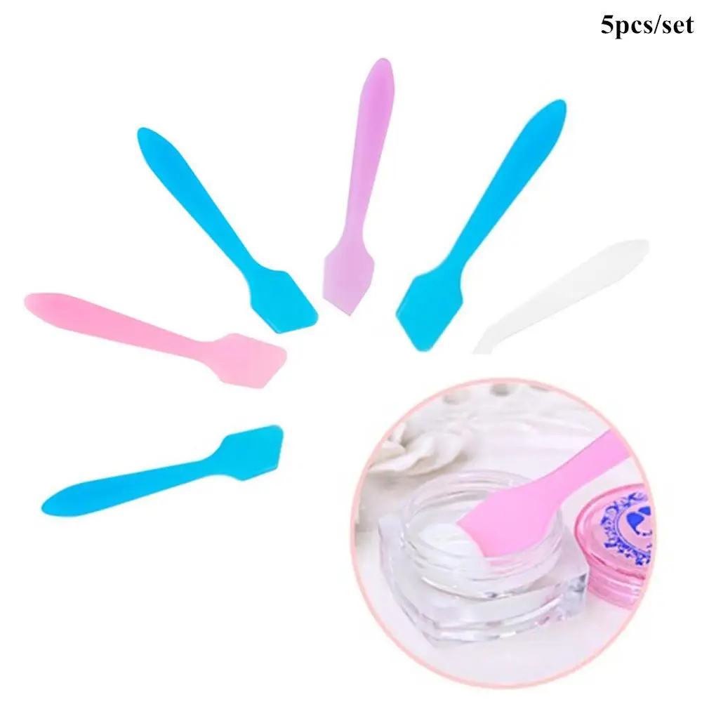 

5 Pcs Cosmetic Makeup Disposable Plastic Spatulas Skin Care Facial Cream Mask Spatula for Mixing and Sampling
