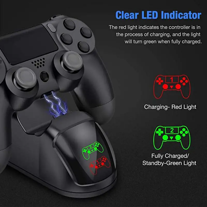 

1pc New Led Light Charger For PS4 Slim/Pro Game Controller Dual USB Fast Charger Dock Station For Playstation 4 Game Accessories