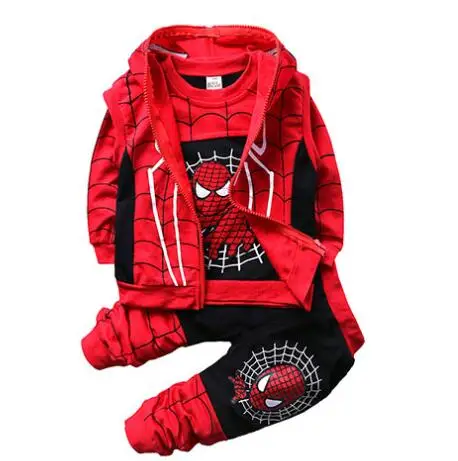 Комплект одежды для маленьких мальчиков с человеком-пауком Спортивный костюм