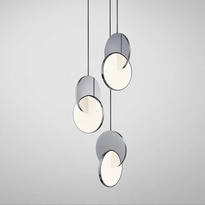 

Modern Mirror LED Pendant Lights Double glasses pendant lamps art light fixtures Restaurant living room decoration