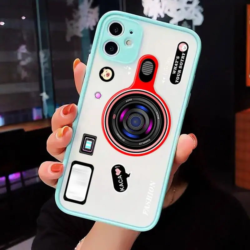 

Creativity funny camera fashion Phone Case Matte Transparent for iPhone 7 8 11 12 s mini pro X XS XR MAX Plus cover funda