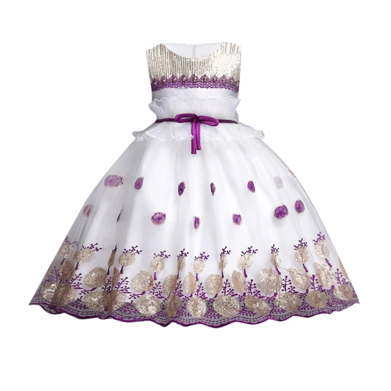 New Kids Girl Princess Dress Wedding Party Lace Sequins Embroidery Gauze Photographing Big Bow Clothes Ball Gown | Детская одежда и