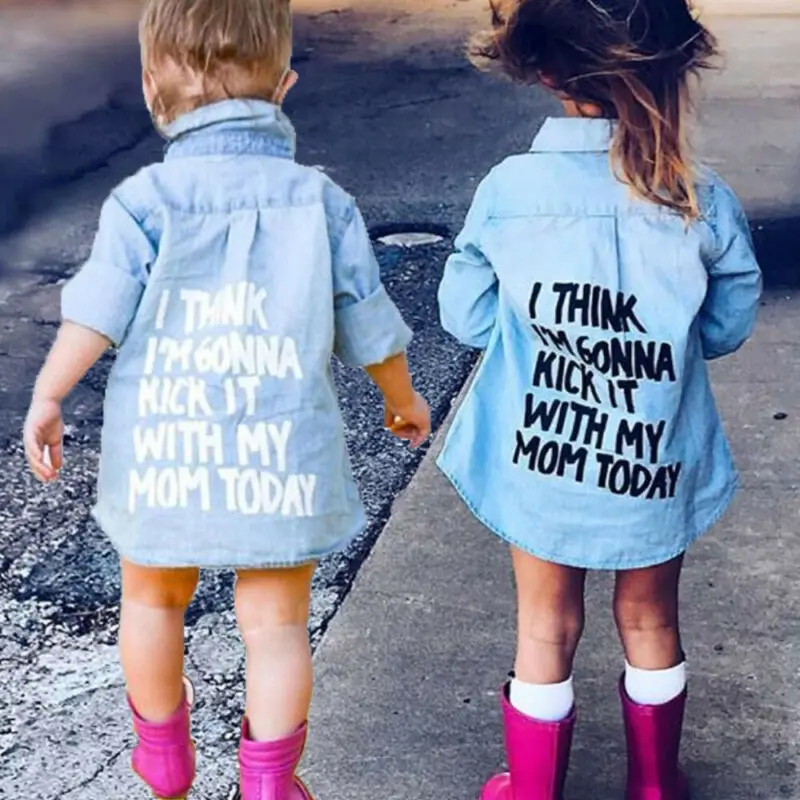 

2020 Cool Toddler Baby Girl Winter Clothes long sleeve blue Denim button shirt Tops T-Shirt winter Warm Coat Shirt Jacket 2-7Y