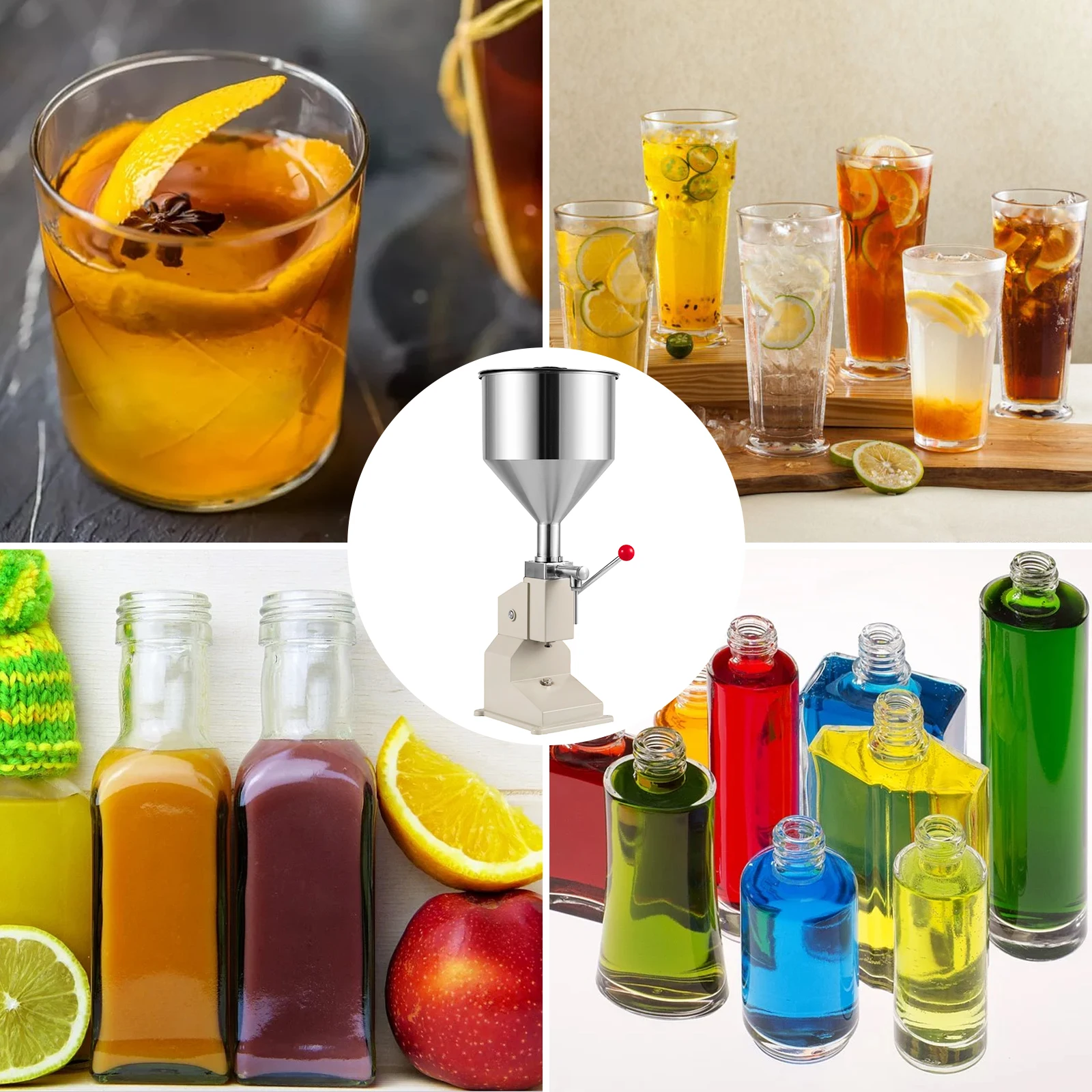 VEVOR-m&aacute;quina de Llenado de l&iacute;quidos Manual ajustable, dispensador de l&iacute;quido comercial A03, botella de relleno para pasta de aceite cosm&eacute;tico, 10l, 5-50 ML-1