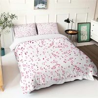 white bedding set pink musical notes pattern duvet cover fabic home textiles king queen size bed sheets and pillowcases