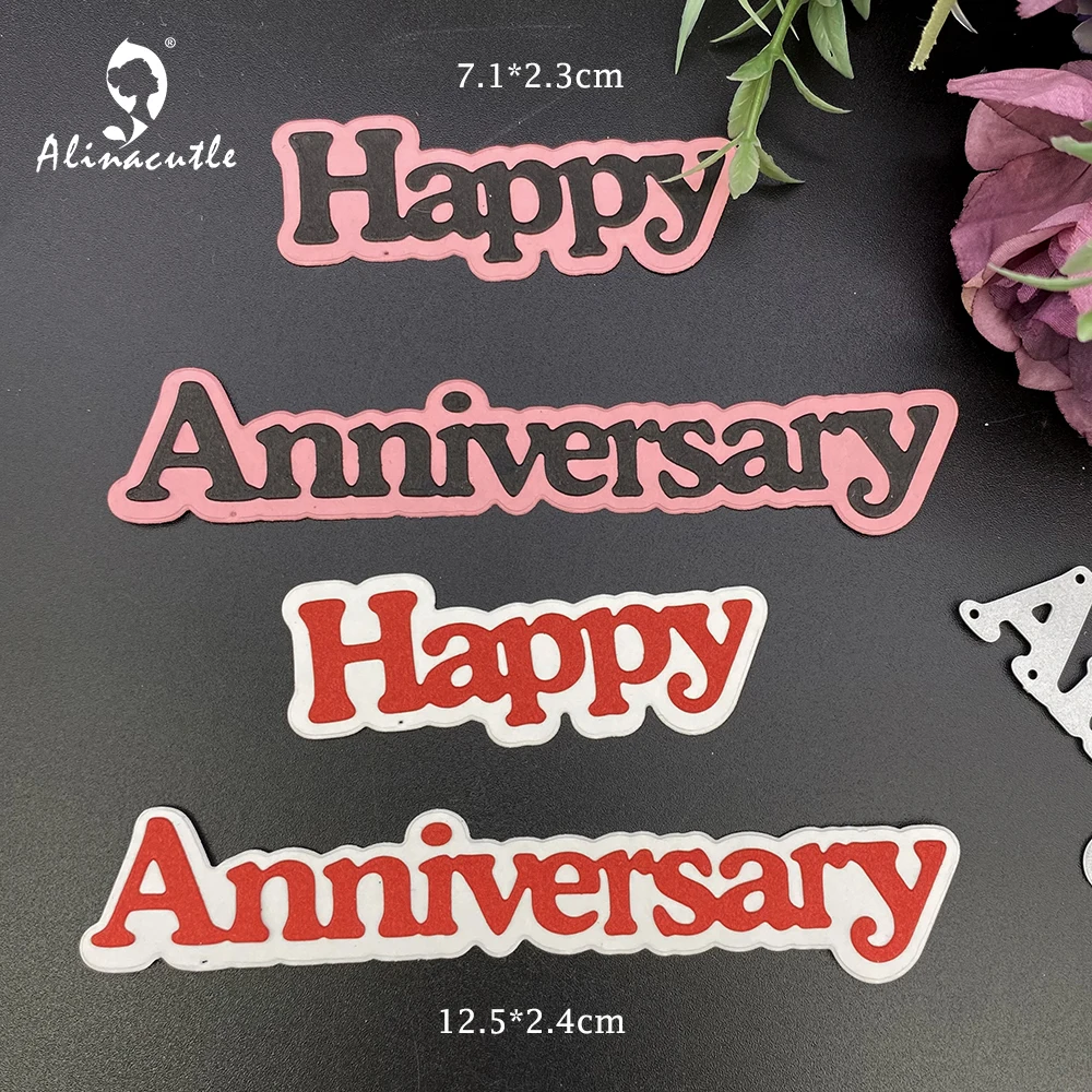 Металлические Вырубные штампы Alinacutle для счастливой годовщины скрапбукинга