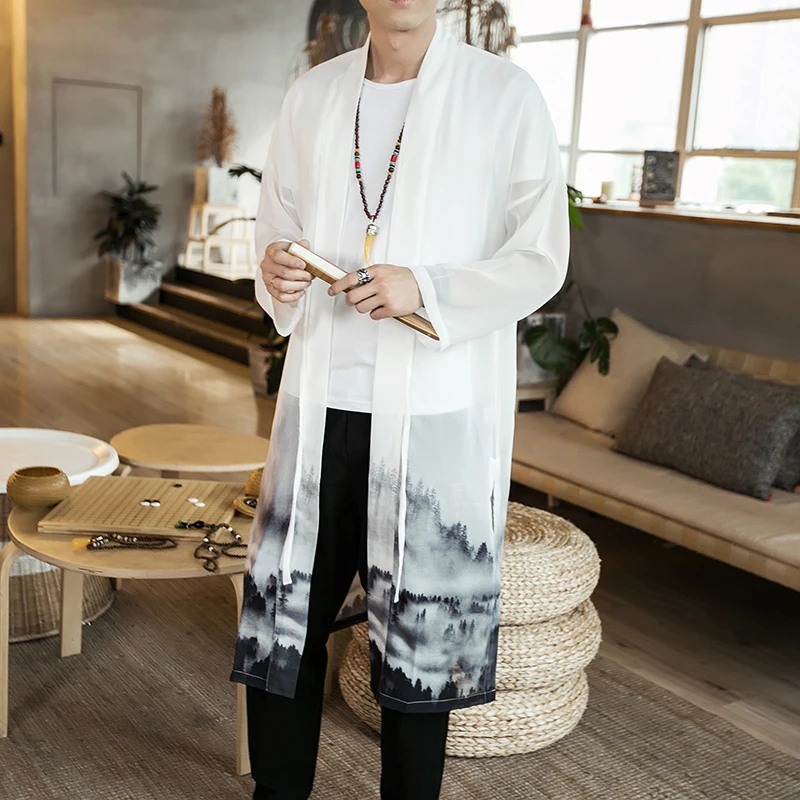 

2019 летняя ветровка с принтом пейзажа, мужская повседневная шифоновый солнцезащитный ветровка с принтом, Мужская M-5XL