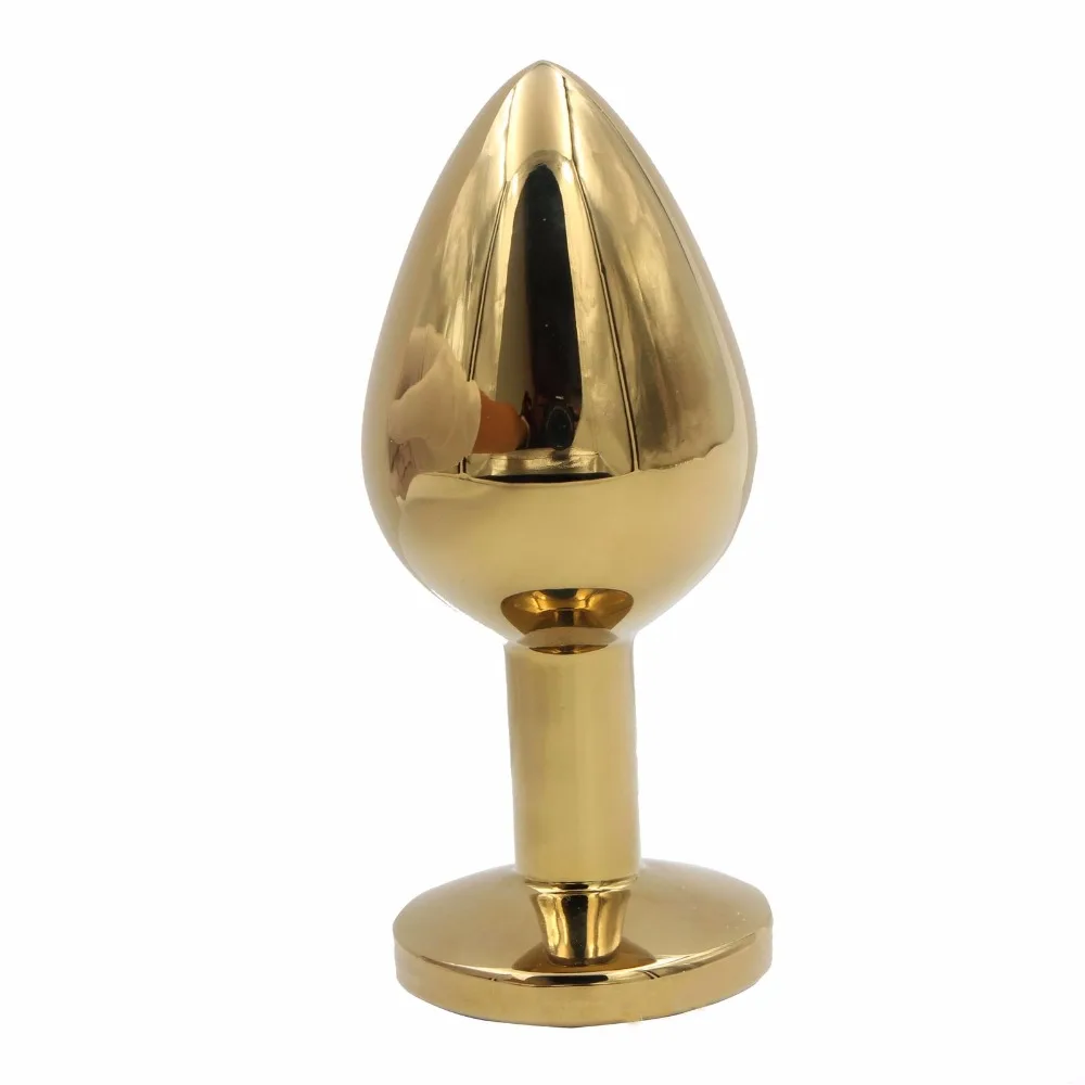 Металлическая Анальная пробка Золотая из нержавеющей стали + Ювелирные изделия с