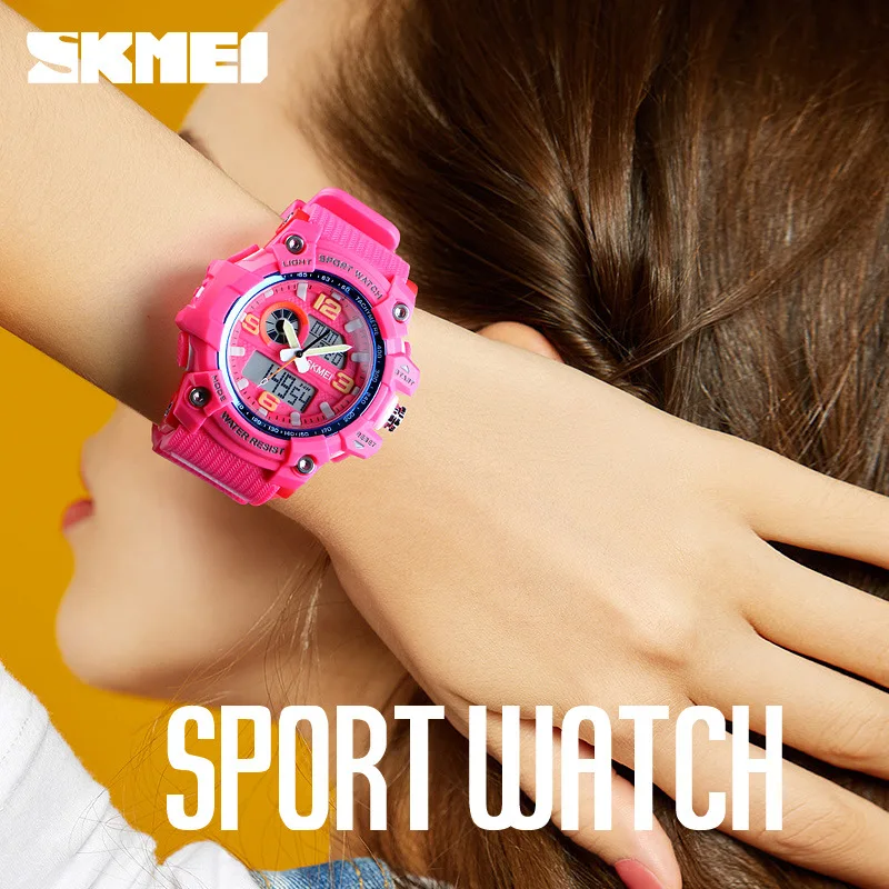 SKMEI уличные спортивные часы для мужчин и женщин большой двойной дисплей женские