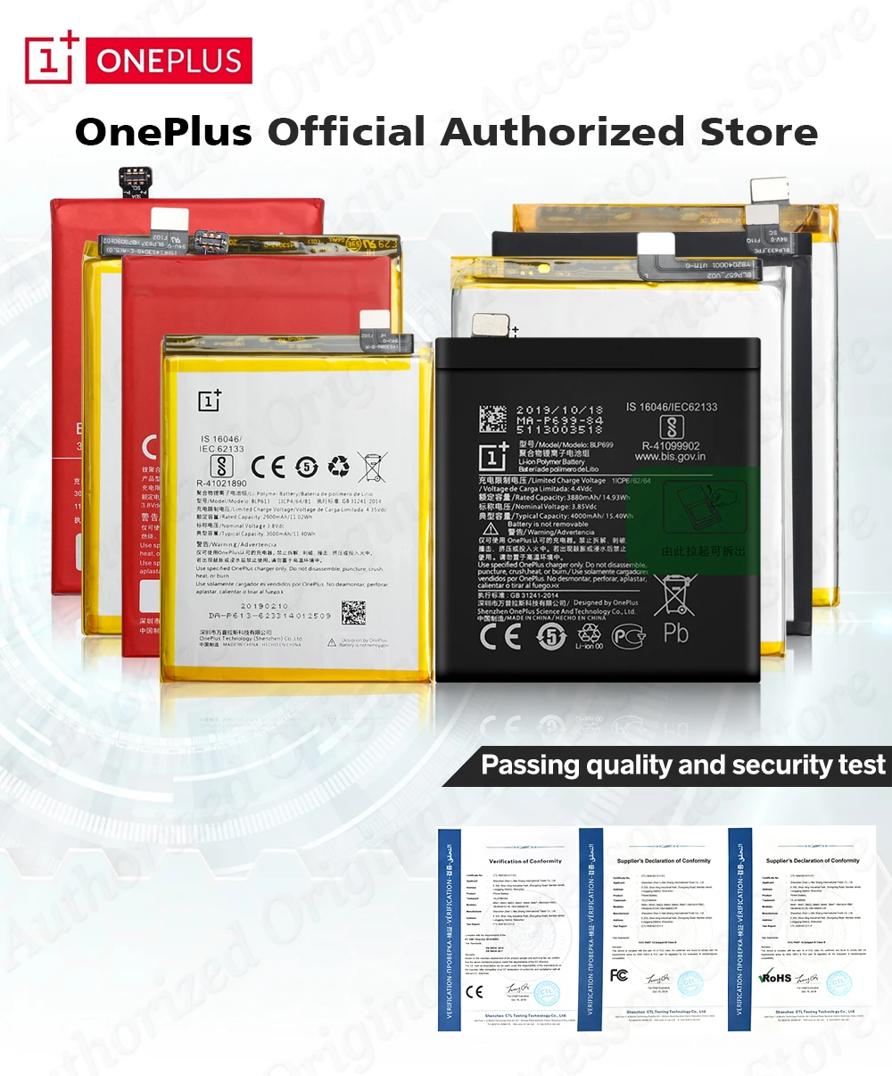 Один плюс оригинальная замена Батарея для OnePlus 3 3t 5/5 T 2 1 BLP571 BLP597 BLP613 BLP633 BLP637 за 1+ 6, 6 T, 7 Pro батареи