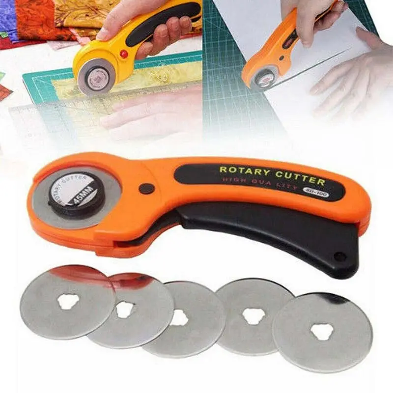 

7 pcs 45mm Rotary Knife Set Sewing Cutting Tool with 5 Blade Fabric Circular Cutting Machine Leather Craft DIY Tool Easy to Use