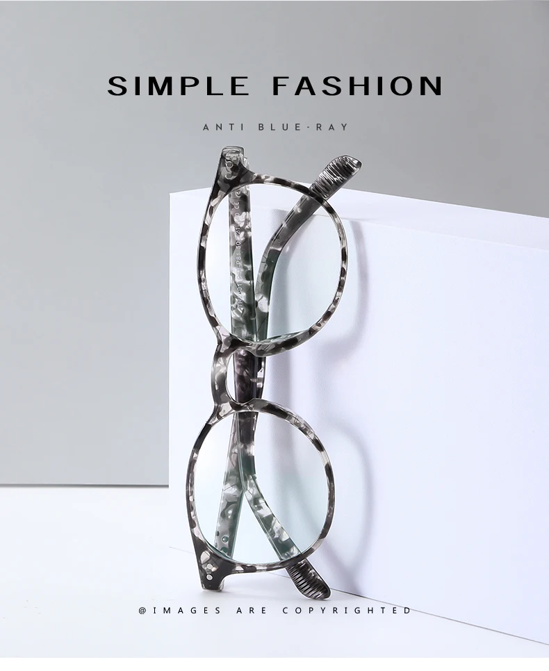 

Anti-blue Glasses TR90 Round Frame Retro Flat Mirror 2301 Unisex Optical Myopia Glasses Frame