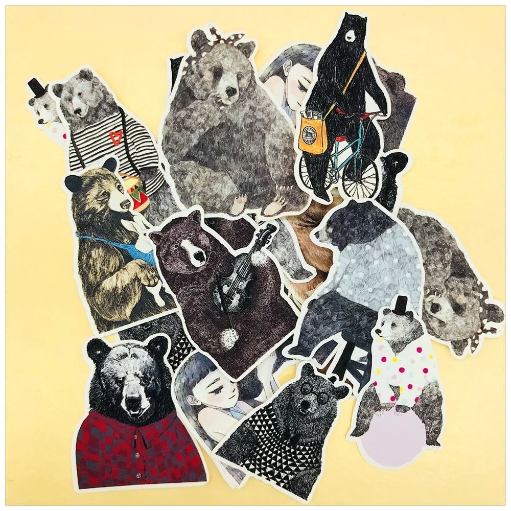 22 шт./пакет винтажная Милая мультяшная наклейка с медведем сделай сам