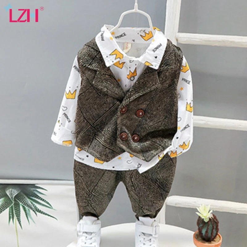 

LZH 2021 Casual 3Pcs Sets For Boys Clothes Sets Gentleman Children's Clothing Autumn Newborn Baby Outfit 1-4 Years Kids Costume