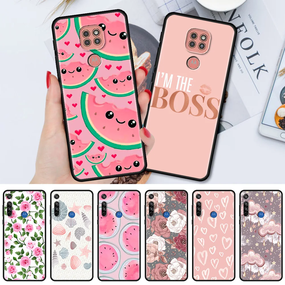 

Matte Soft Case for Motorola One Fusion G9 Play G30 G8 Power Lite E6s Edge Plus Phone Cover Pink Pattern