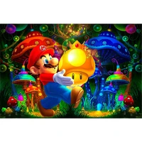 carton mario printed water soluble canvas 11ct cross stitch kit embroidery dmc threads handiwork sewing knitting craft needle