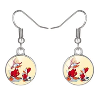 disney donald duck mickey mouse character earrings fish hook earrings handmade glass cabochon earrings jewelry women
