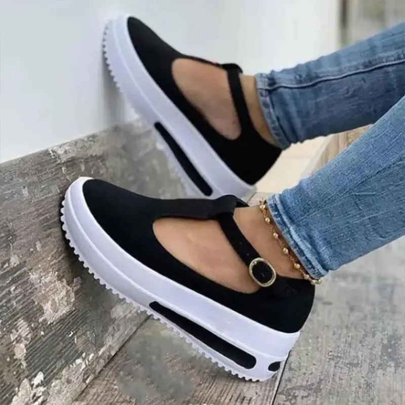 

Women's Sandals Casual Wedge Shoes Woman Buckle Strap Straw Thick Bottom Flats Platform Sandals Flock Female Shoes Summer 2021