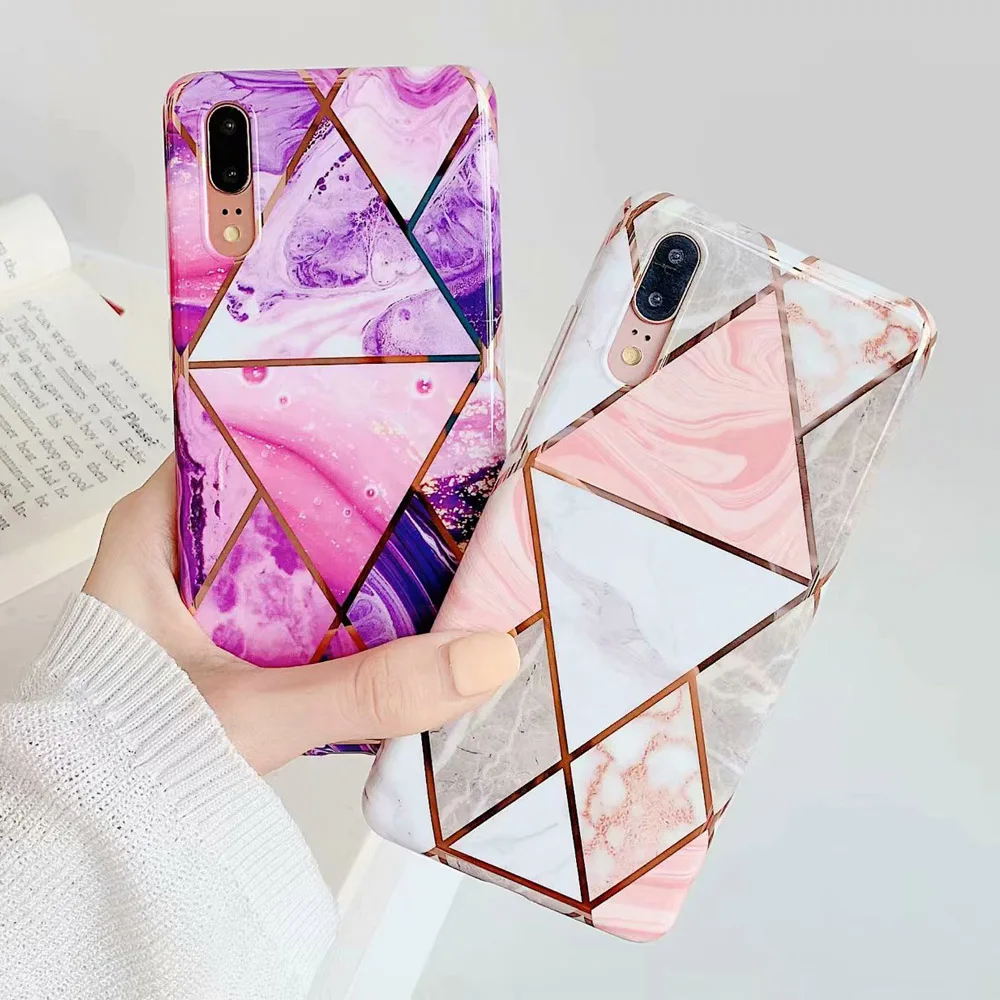 Силиконовый чехол с геометрическим мрамором для huawei P30 Pro P20 Lite, чехол для телефона huawei mate 20 30 Lite P20 Pro, чехол