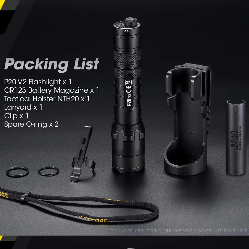 Светодиодный военный высокопроизводительный тактический фонарик NITECORE P20 v2 1100