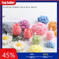 new style three dimensional peony rose flower decoration silicone candle mold handmade diy scented candle silicone tool