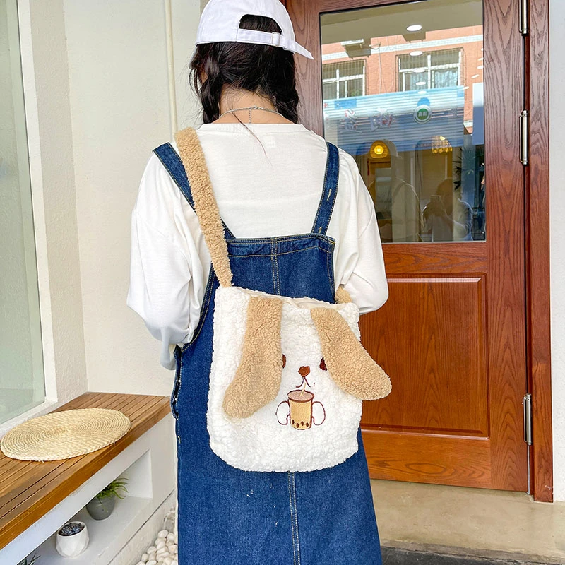 Плюшевая Сумка-Кроссбоди для женщин Мягкая Повседневная Сумка-тоут с рисунком