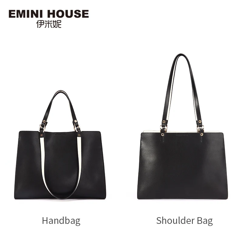 Вместительная кожаная сумка-тоут EMINI HOUSE Офисная Роскошная дамская сумочка на