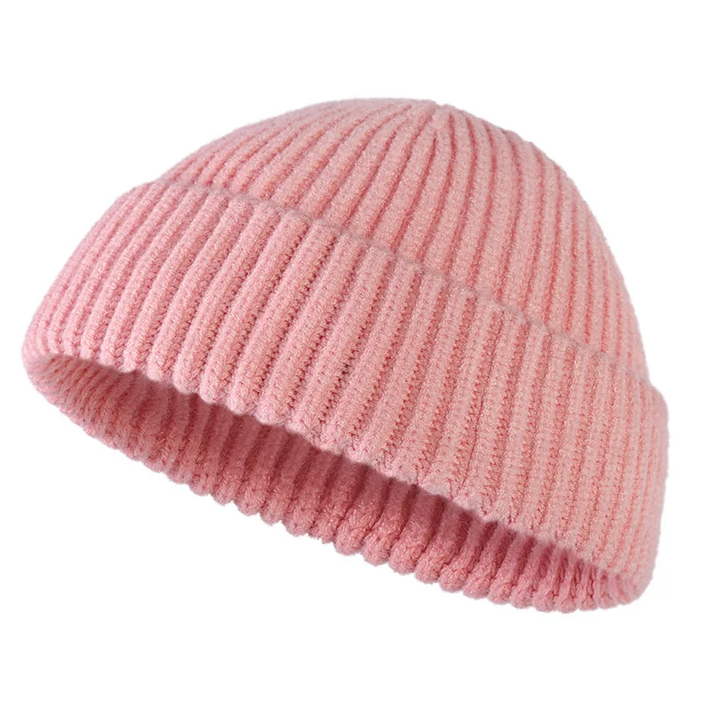 

2020 New Fashion Winter Plus Velvet Thick Warm Knit Hat High Quality Women Men Solid Color Casual Beanies Soft Cap Bonnet Cotton