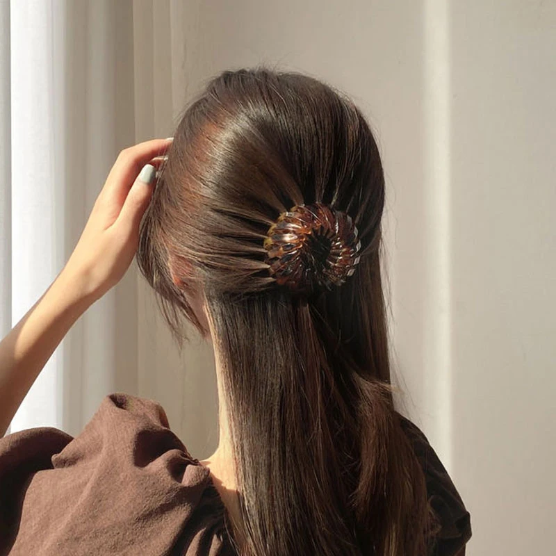 Fashion Women's Bird Nest Expanding Crystal Tail Hair Bun Holder Clips Claw Pins Horsetail Buckle Clip Hairdresser Korea |